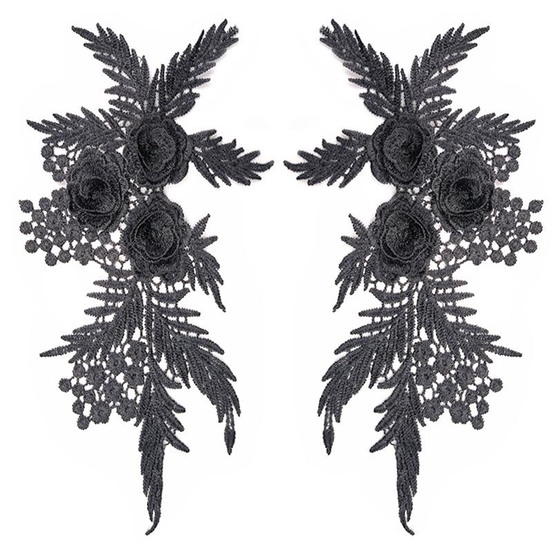 Water Soluble Lace Three-dimensional 3D Decal Symmetrical Cloth Sticker Hollow Polyester Light Embroidery Pair of Flowers DIY Lace Clothing Accessorie