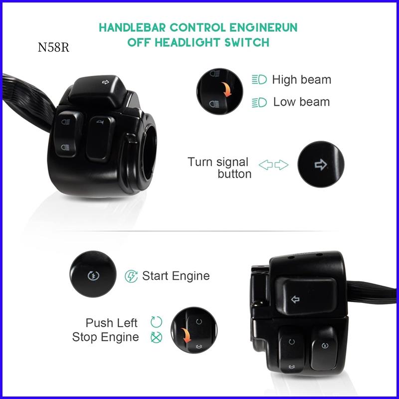 

RR-Motorcycle Handlebar Switches Control For Softail Dyna Sportster V-Rod 1996-2012 1 25Mm Handlebar Switch Control чорний