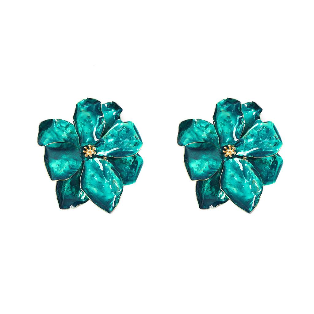 Orecchini a Pendente con Petali Grandi Colorati in Metallo Esagerati per Donne Signora Moda Vintage Orecchini a Bottone con Smalto a Goccia Accessori Gioielli