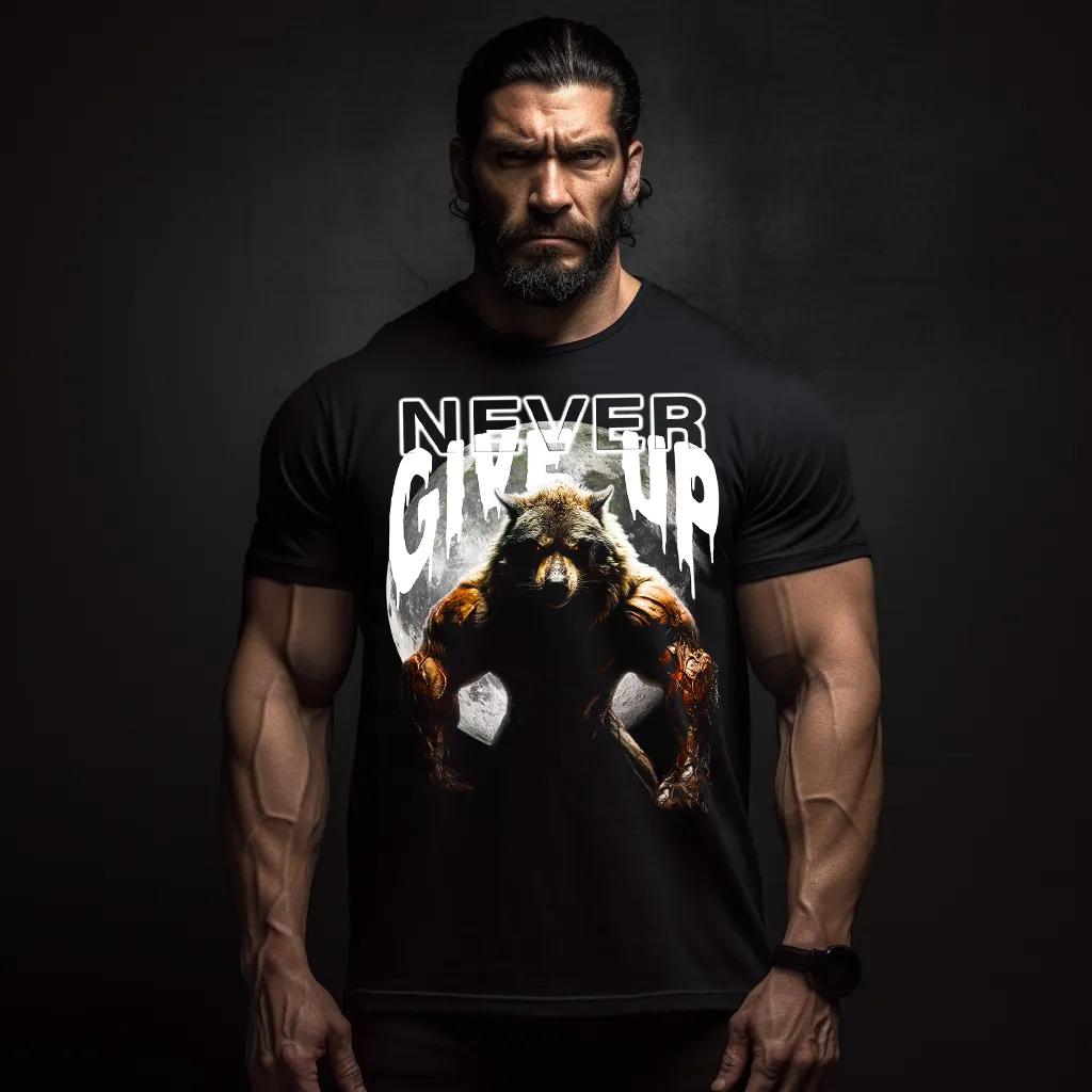 

Wolf Cotton TShirt Athletic Streetwear Mens Fitness Muscle Black - Men s Summer Cotton Graphic Tee 5XL різнокольоровий