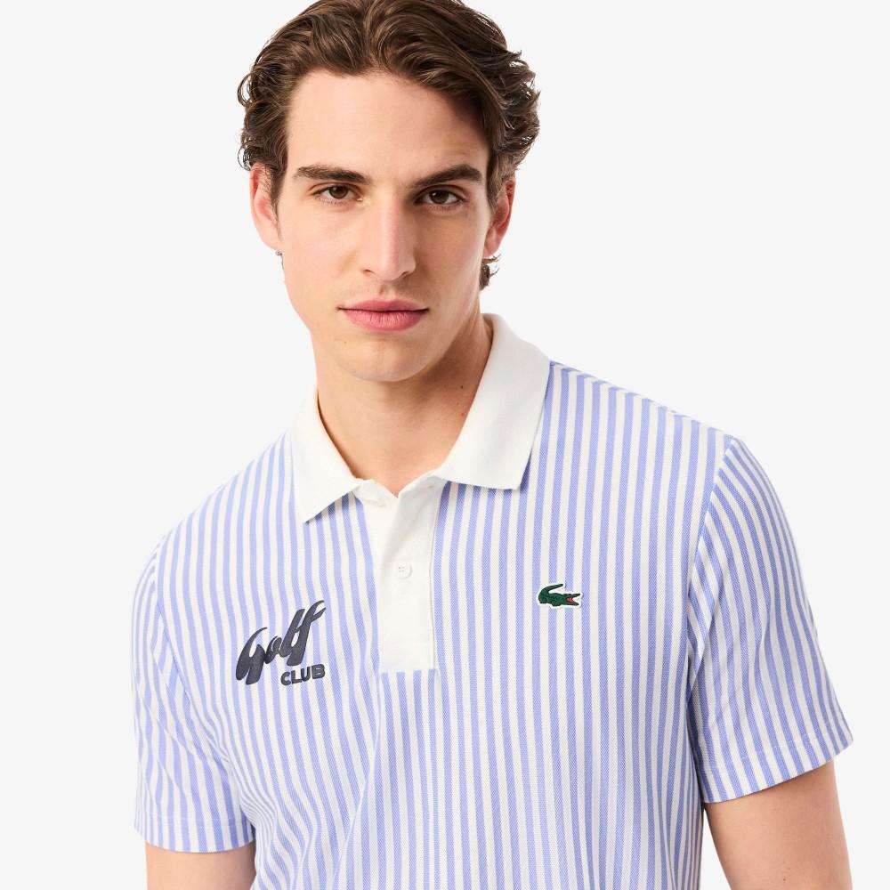 [lacoste] Men's Golf Striped Graphic Polo Shirt DH4803-55NA7I