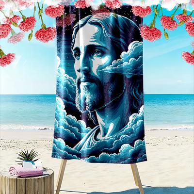Ethereal Gaze Amidst Clouds Print Beach Towel, Quick Drying, Suitable for Travel, Outdoor Sports, Jogging, the Beach and Swimming, Gift