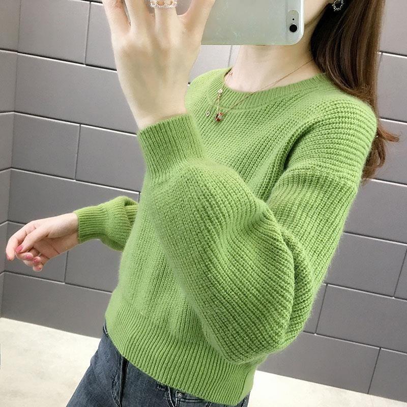 Sweater Women's Top for Outerwear Loose Short Version Autumn and Winter Base Knitted Sweater Thickened