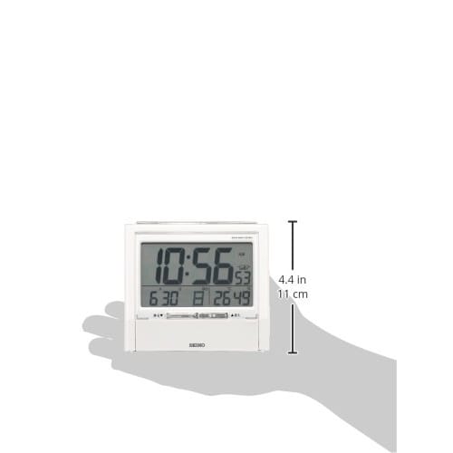 Seiko TALK LINER Alarm Clock, DA206W, with Voice Time Announcement, Bilingual Switching, Calendar, Temperature and Humidity Display, Radio-Controlled