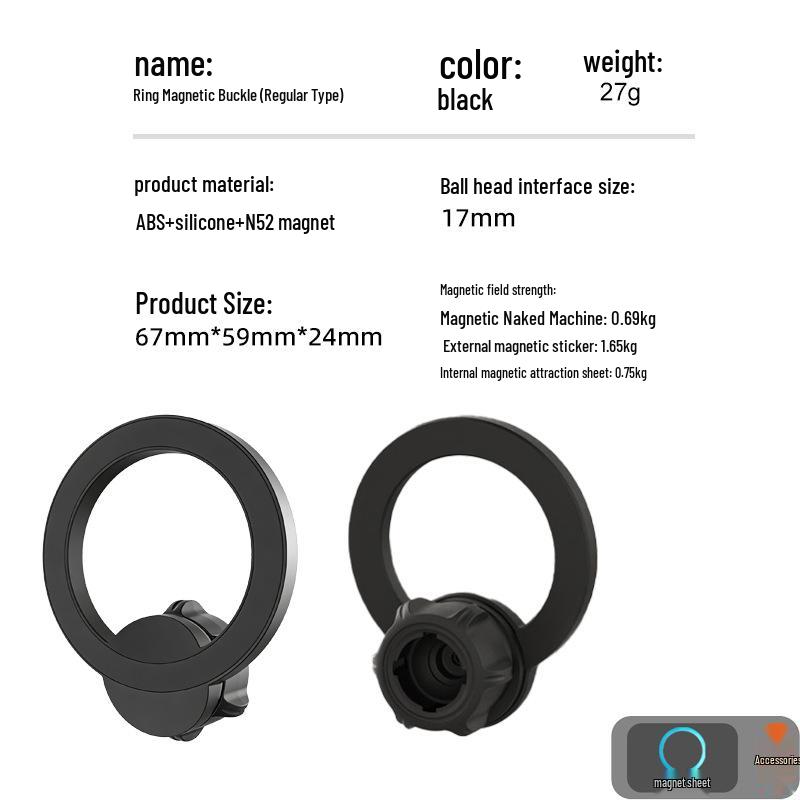 MagSafe Magnetic Car Phone Holder with Swivel Head – Universal 17mm Ball Mount