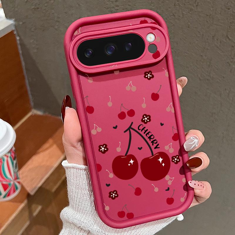 

Для Google Pixel 9 Pro Xl 8 Pro 8a противоударный силиконовый мягкий чехол с рисунком вишни цвета карамели матовый противоударный чехол Google Pixel 8A вино красного