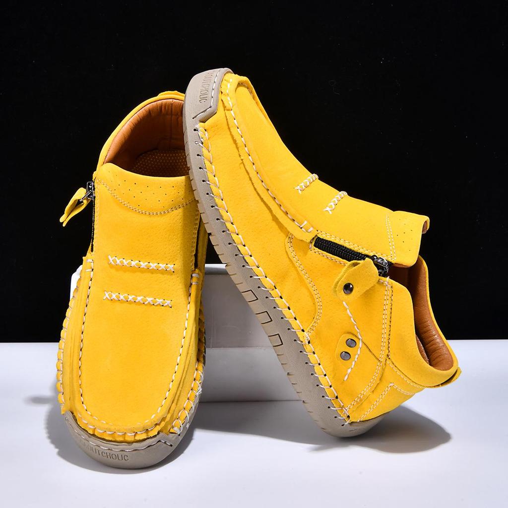 Women's Plus Size Casual Slip-On Leather High-Top Shoes: Stylish Outdoor Spring Footwear