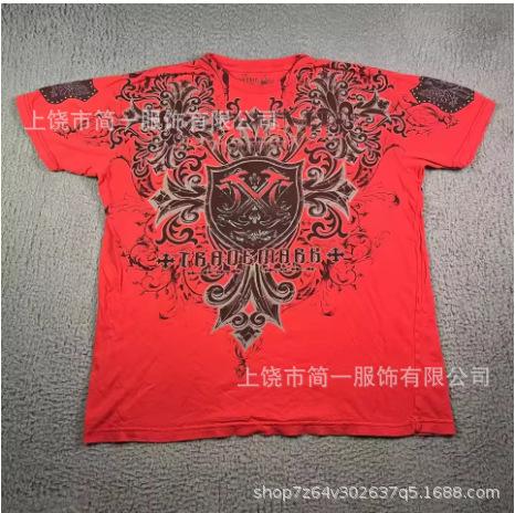 Summer Men's Fashion Skull Letter Printing Trend Slim Fit Casual 3D Digital Printing Short Sleeve Top
