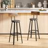Set of Two Industrial-Style Bar Stools - Brown/Black