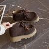 2025 Autumn British Retro Lace-up Leather Ankle Boots, 7CM Thick Sole for Height Boost, Stylish Martin Boots for Women