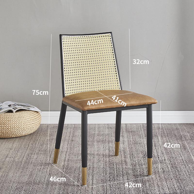 Nordic Wicker Chair with Soft Cushion - Cafe Leisure Wrought Iron Dining Chair