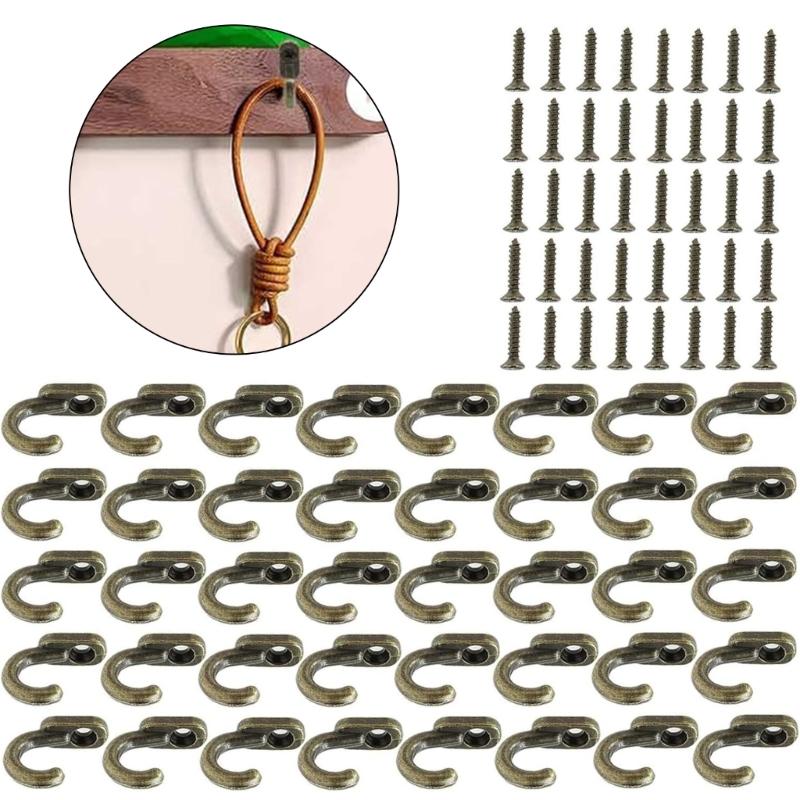 40pack Retros Bronze Iron Hook Featuring Included Hardware For Quick Installation Perfect Gift For Any Space