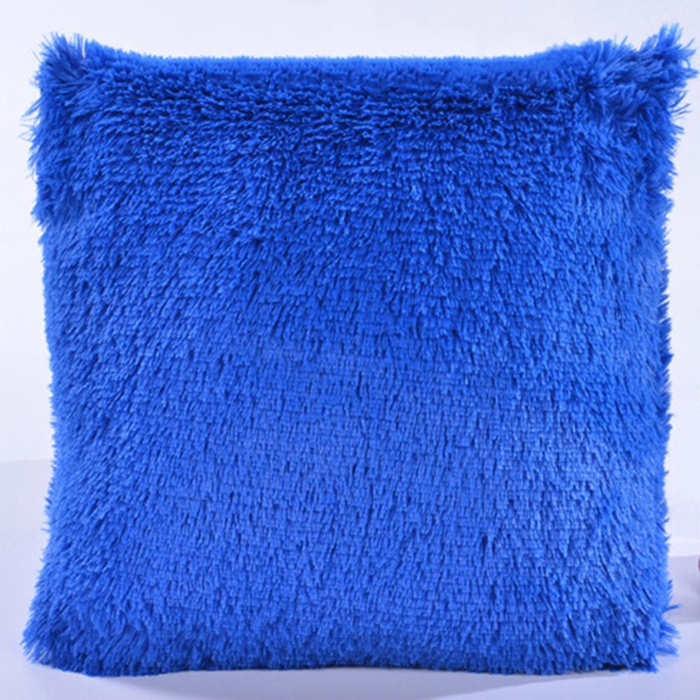 18/" Long Pile Soft Shaggy Faux Fur Cushion Covers Plain Fluffy Pillow Case