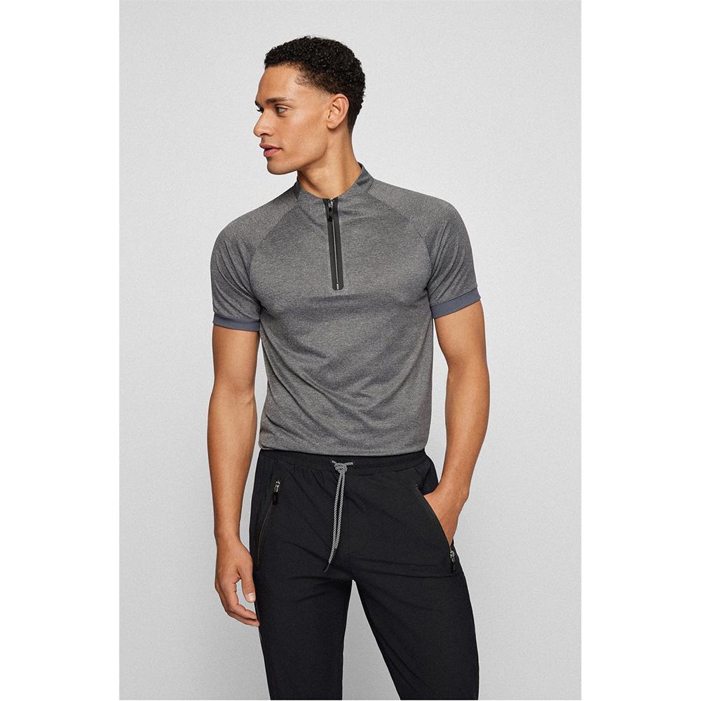 Boss Stretch Zipper Neck Slim Fit Polo Shirt 50471594_001 Black/L