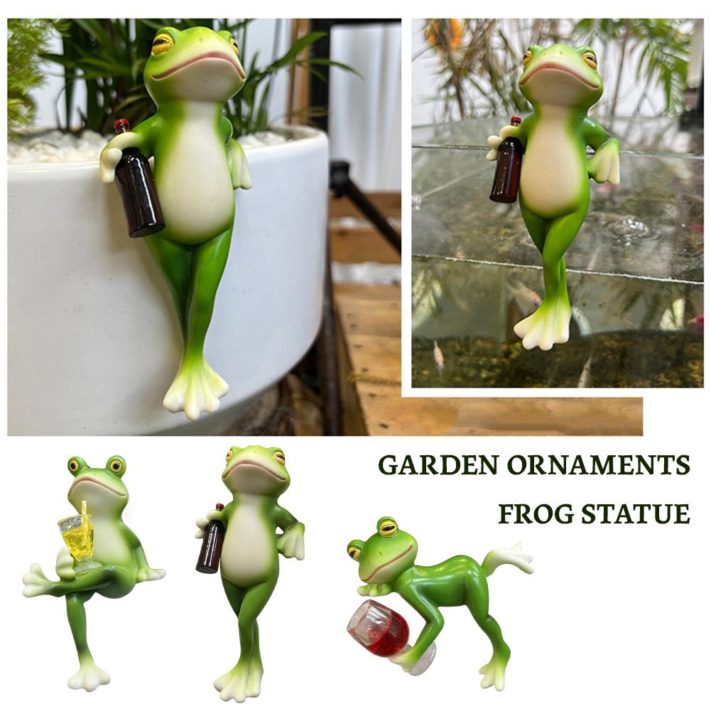Frog Ornament Resin Decorative Cartoon Animal Hand-Painted Sitting Lying Standing Frog Figurine T6L8