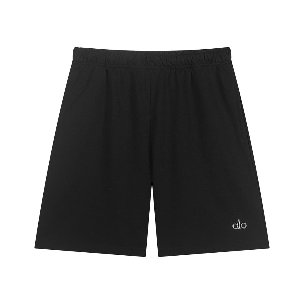 NH01 Herren Sportshorts, Elastischer Bund, Lässige Fitnessshorts, Schwarze Baumwolle Trainings- & Streetwear-Hose