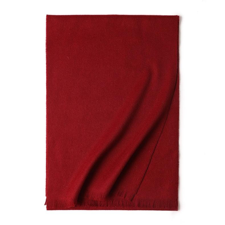 Autumn and Winter New Wool Solid Color Scarf Short Beard Warm Soft Comfortable Men's and Women's Red