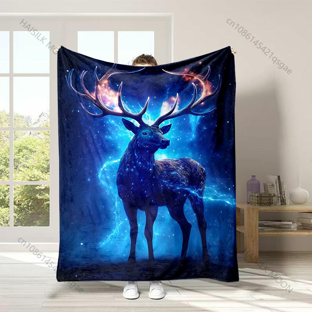 

1PC Mystical Glowing Deer Print Adult Children Warm Blankets Home Travel Car Soft and Comfortable Suitable for all seasons 75x100cm