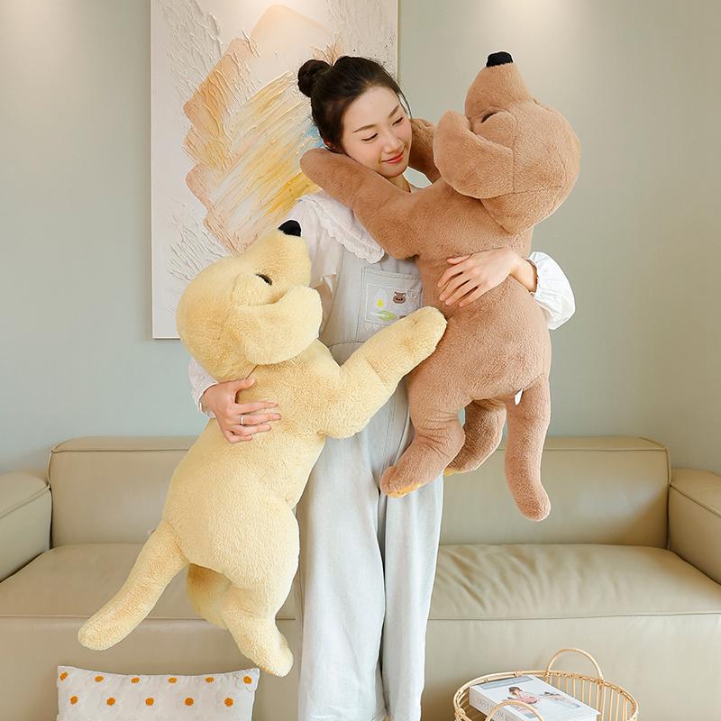 Kawaii Lying Prone Pose Labrador Retriever Plush Toys Stuffed Big Size Animal Throw Pillow Cozy Warm Sleeping Companion