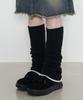 HIGH SCHOOL DISCO Lace Shirred Wool Leg Warmers_Black