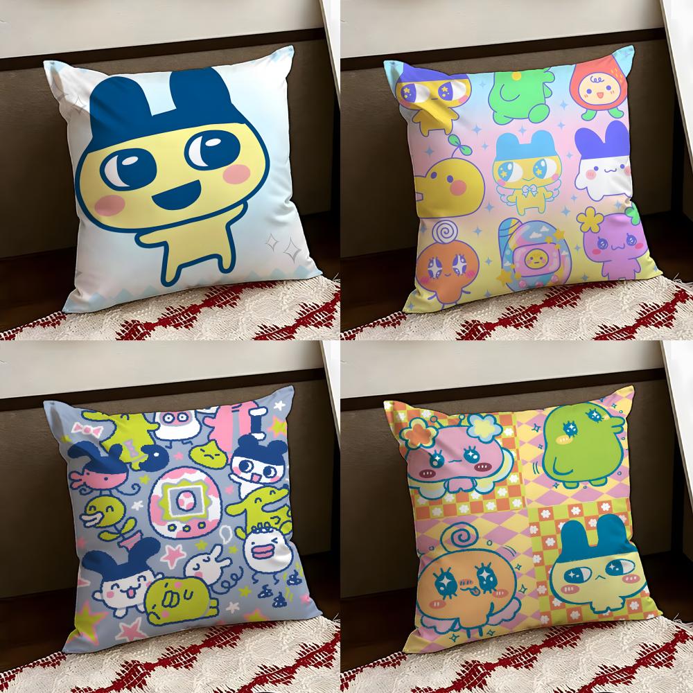 Cute TTamagotchi Cushion Cover Reversible Soft Durable Pillow Cover Home Car MultiScene Use for Daily Comfort