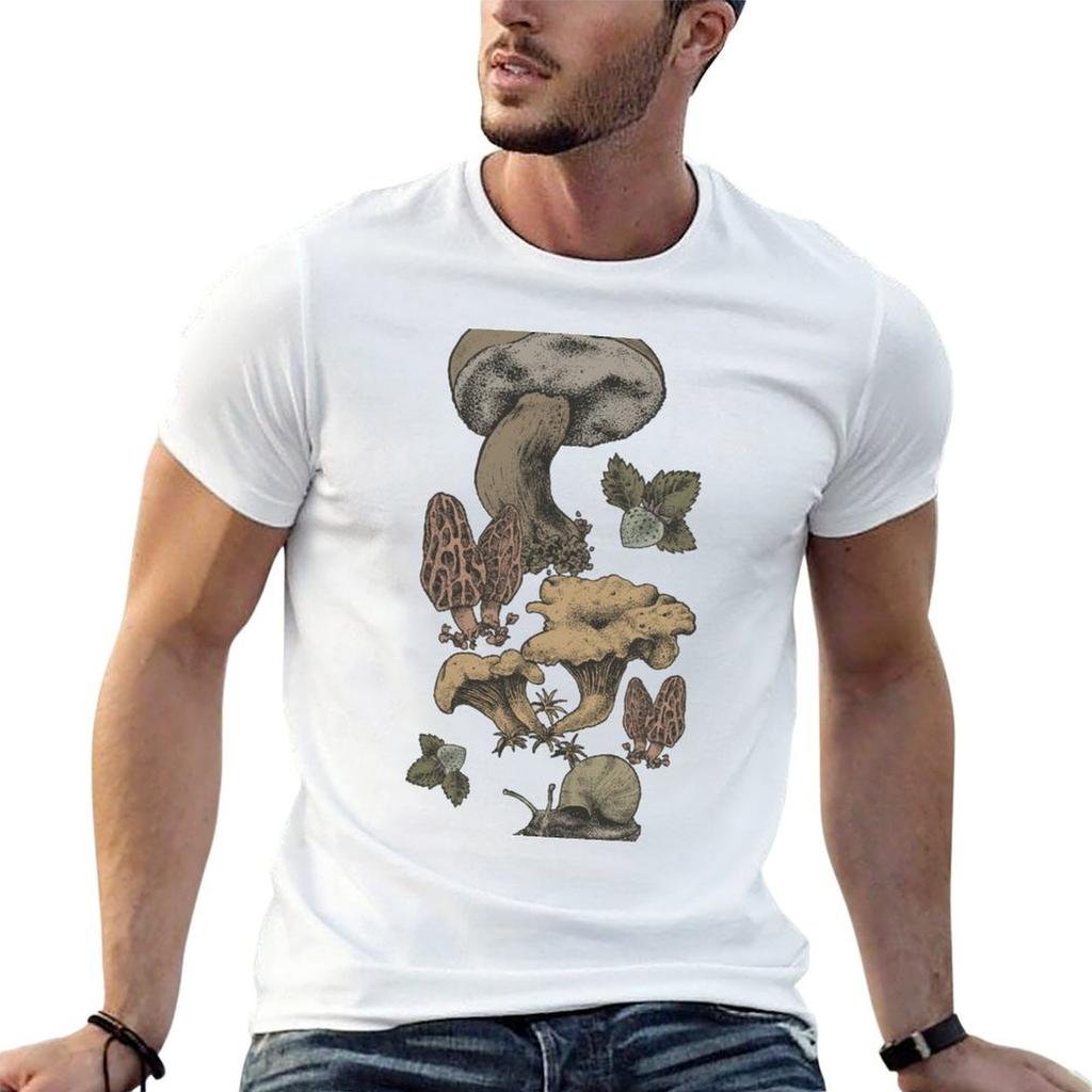 Mushrooms Pattern T-Shirt Holiday Simple Tee Shirt