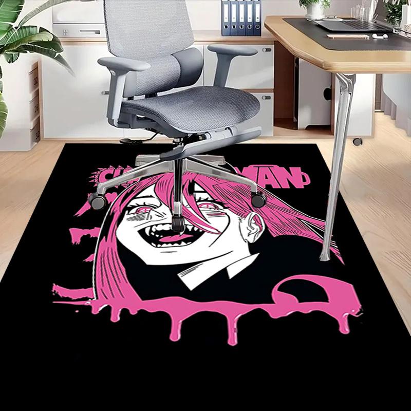 1pc Devilman Home Office, Durable Polyester Floor Mat with Easy, Office Decor, Urban Style, Nonslip Backing