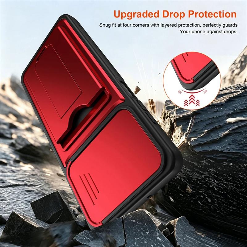 For Honor X5C X5D Plus Case multi-layer structure, shockproof cover with bracket, card slot, lens protection