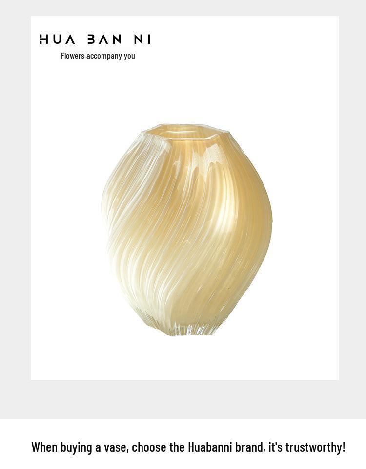 Cream-Colored Twisted Spiral Glass Vase for Hydroponic Floral Decor