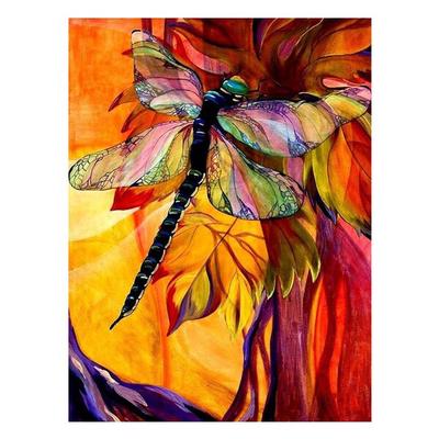 Diamantmålning i hel rund färg Dragonfly mönster DIY Diamond Mosaic