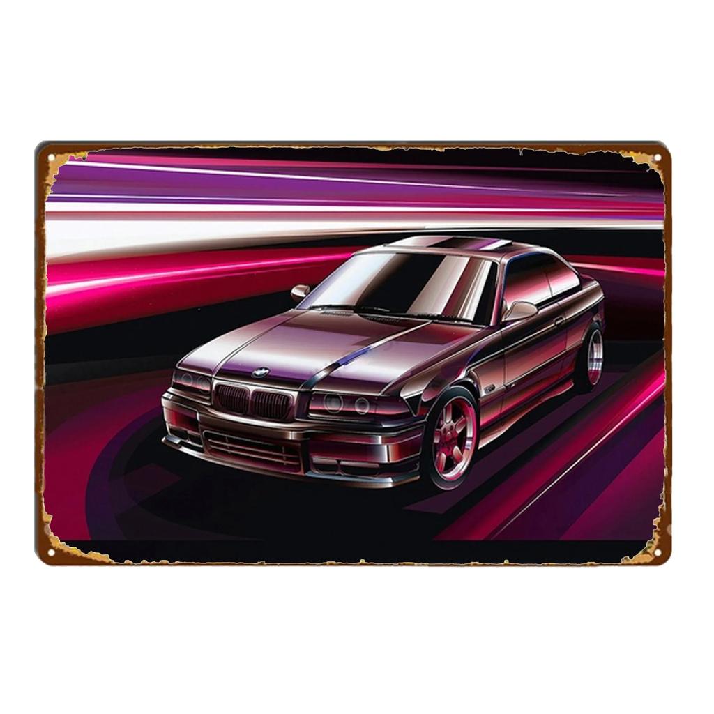 Sports Car Racing Poster Rust Shabby Tin Sign Art Decor Garage Bar Man Cave Signs Decorative Plaques Wall Metal Tin Plate Sig