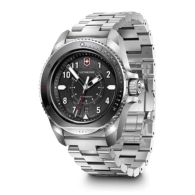 

VICTORINOX JOURNEY 1884 watch men s Stainless steel case (316L) black dial stainless steel bracelet quartz waterproof analog gift [] 242009