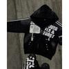 LUXEON Gothic Punk Hip Hop Gewaschener Hoodie Y2k Retro Streifenstickerei Reißverschluss Kapuzenpullover Rock Harajuku Herren Damen Streetwear