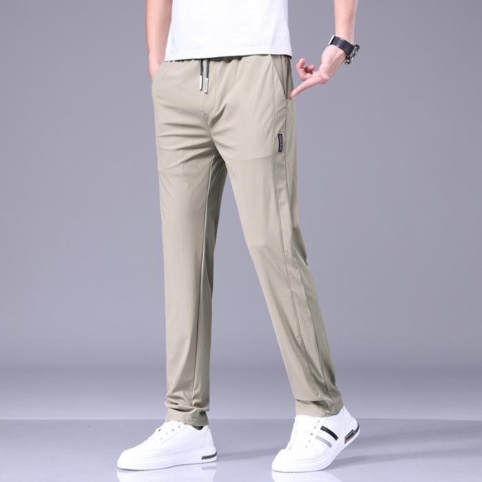 Pantaloni de afaceri elastici cu picior drept pentru bărbați, de primăvară și toamnă - Modă pentru tineret, culoare uni