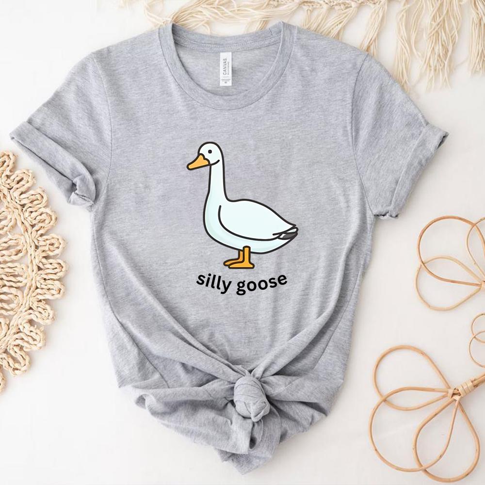 Silly Goose TShirt Cute Goose Short Sleeve Shirts Silly Goose University Shirt Funny Goose Tee Unisex Trendy Summer Casual Tops