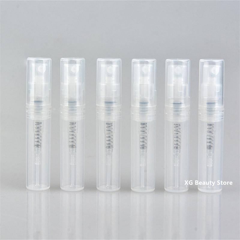 100/200/400pcs 2ML Portable Clear Plastic Spray Bottle Perfume Bottle Atomizer Mini Sample Test Tube Thin PET Vials Wholesale
