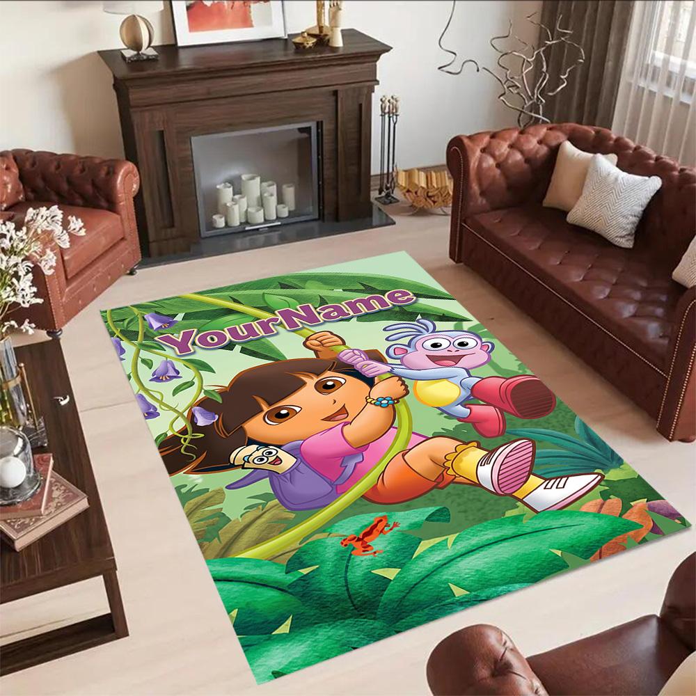 Dora Explorer Personalized Text Floor Rug Office Rug Design for Game Room Decorate room Playrooms Balcony Antislip Carpet Office home decor