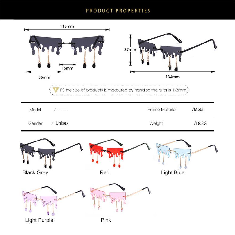 Streetwear Sun Glasses Tassel Sunglasses Rimless Wave Eyewear Sun Glasses Tears Flame Sunglasses
