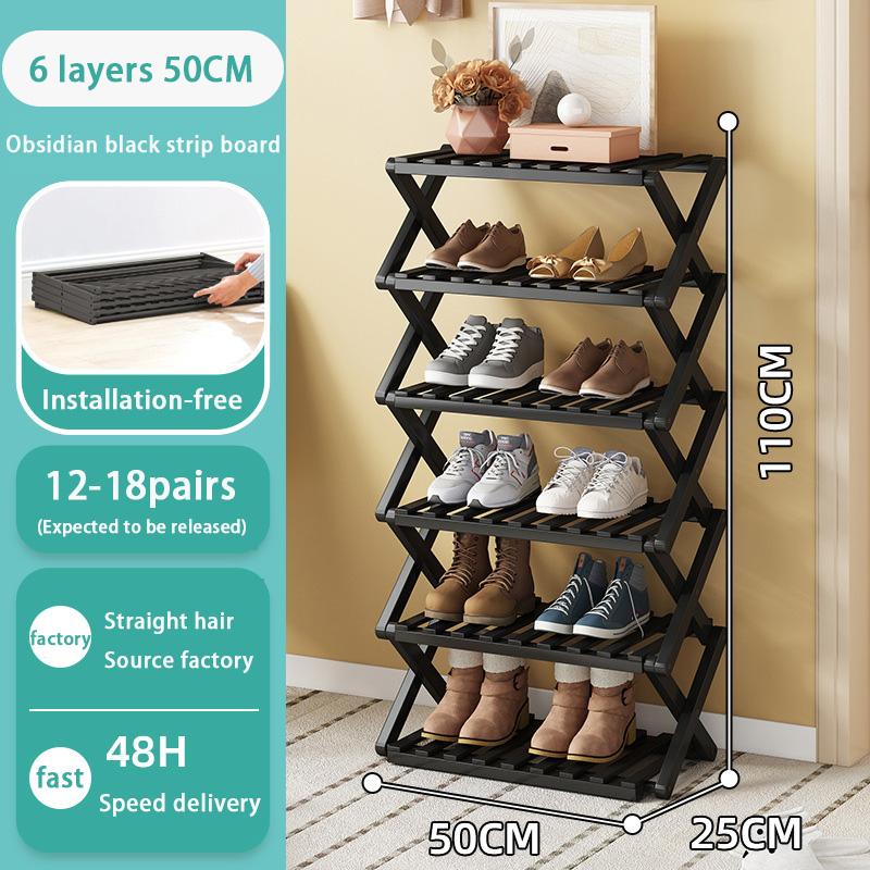 Folding Shoe Rack Multi-tier Shoe Rack for Entryway Balcony Potted Plant Shelves Simple Assembly Shoe Rack Make Of Bamboo