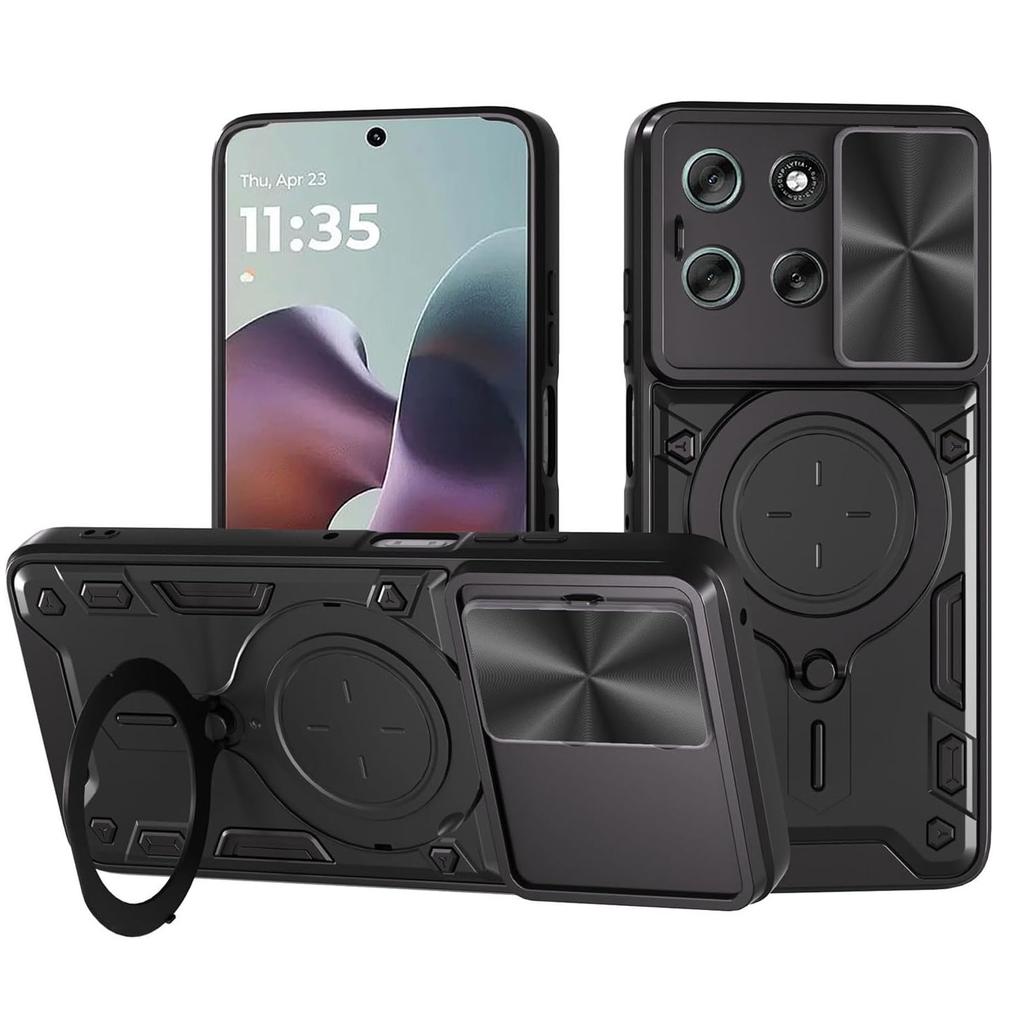 Für Moto Edge 70 Hülle Stoßfeste Armor Slide Kamera Schutz Rückabdeckung für Motorola Edge70 X70 Air Magnetischer Ring Halter Abdeckung