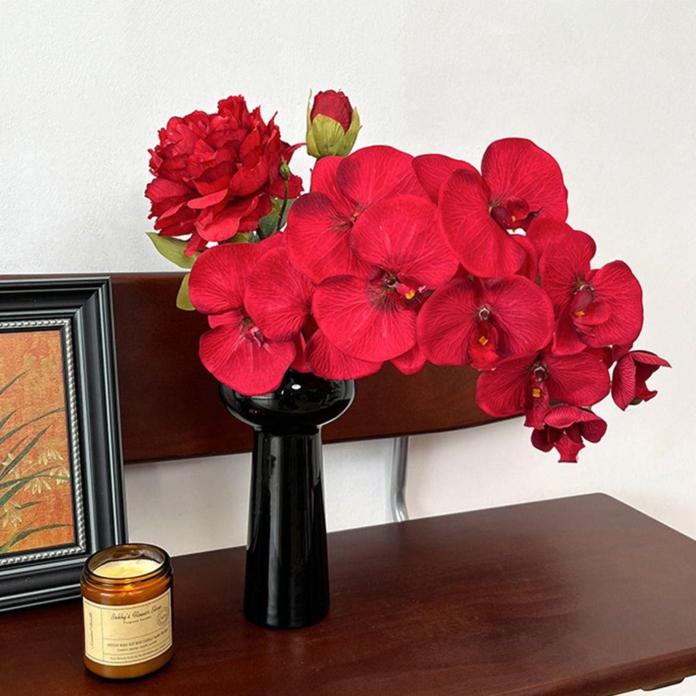 Iron Wire Inner Lining Artificial Butterfly Orchid Fake Phalaenopsis Flower Wedding Decoration