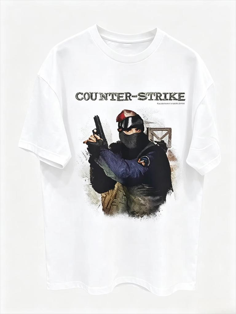 1999 Retro Counter-Strike 1.6 Game T-shirt, Men's Crew Neck Casual Cotton Couple Women And Men T-shirt