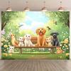 2D Cute Animals Park Bench Backdrop for Kids Birthday & Baby Shower