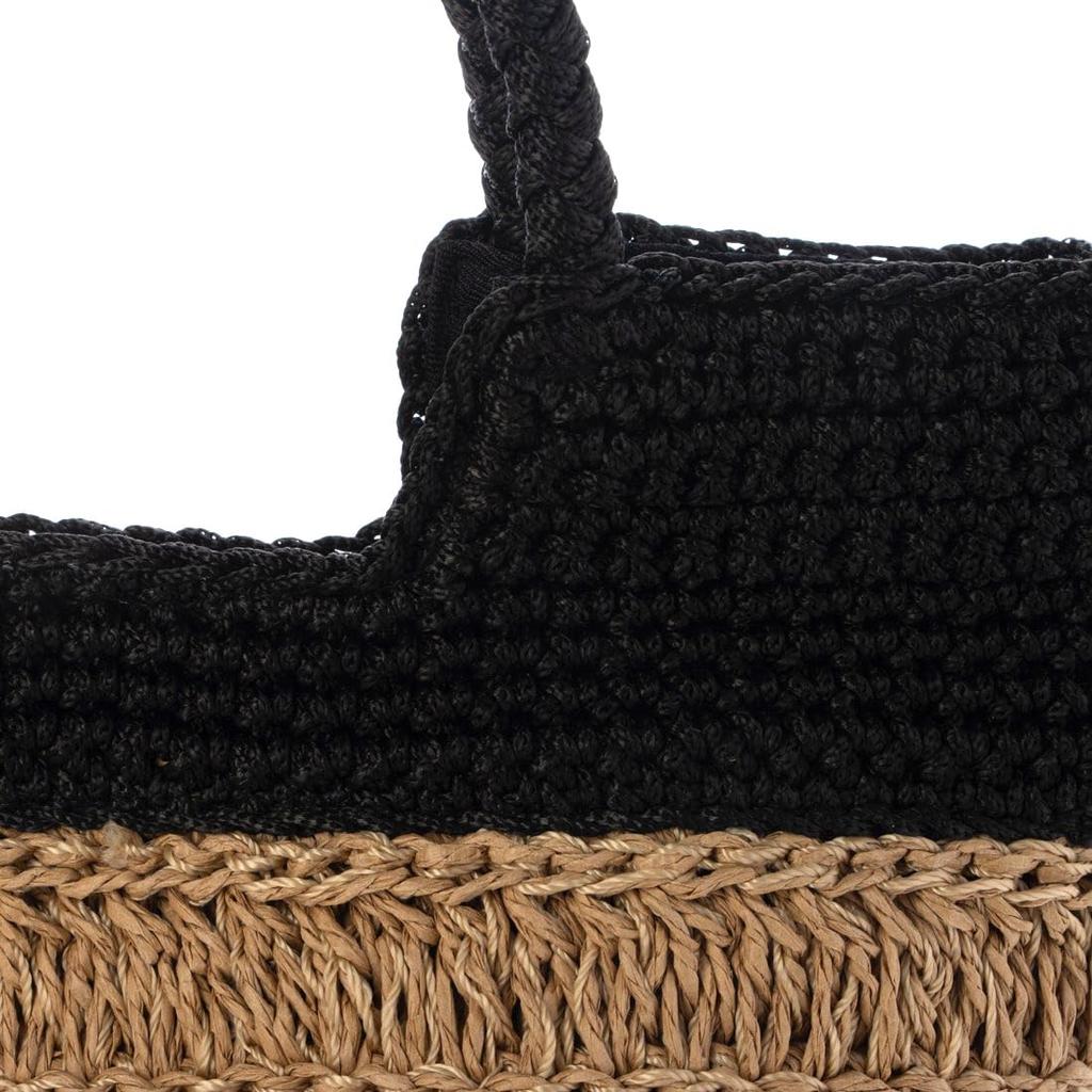 Mini tote bag with contrasting knit pattern