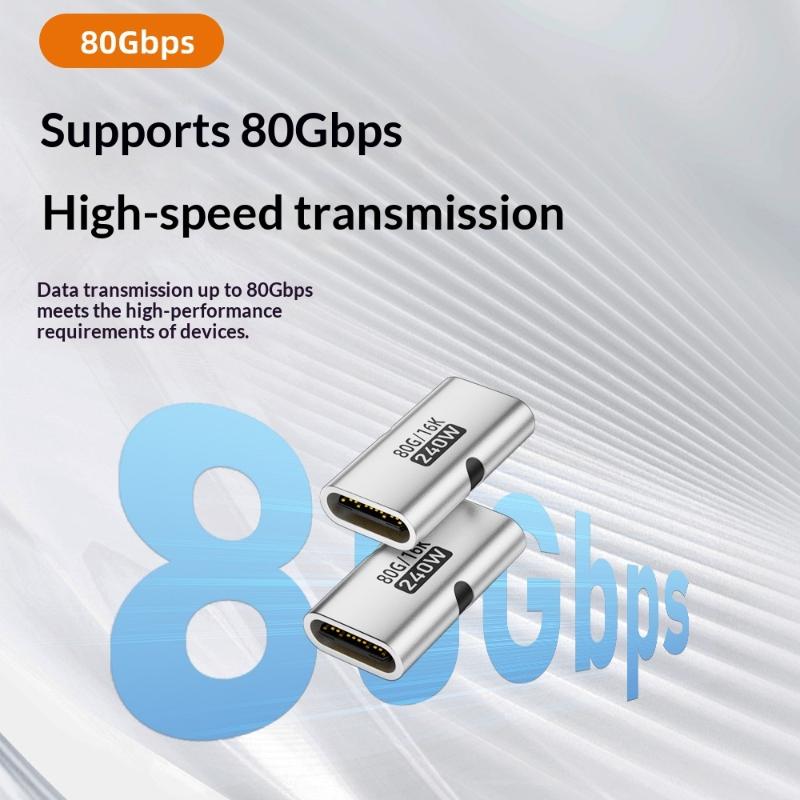 240W Type-C Female to Female Adapter High Speed PD Fast Charging USB C Extender Converter for Gaming Laptop Docking
