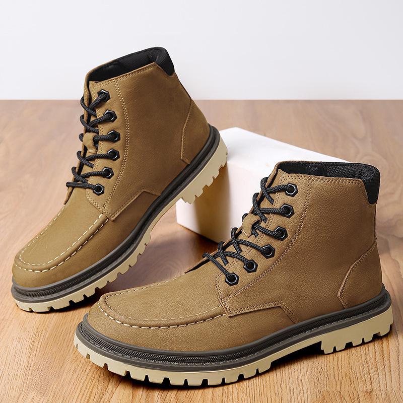 Leather Martin Boots Men's New High-top Tooling Boots Men's Matte Cowhide American Retro Locomotive Boots Versatile Men's Shoes