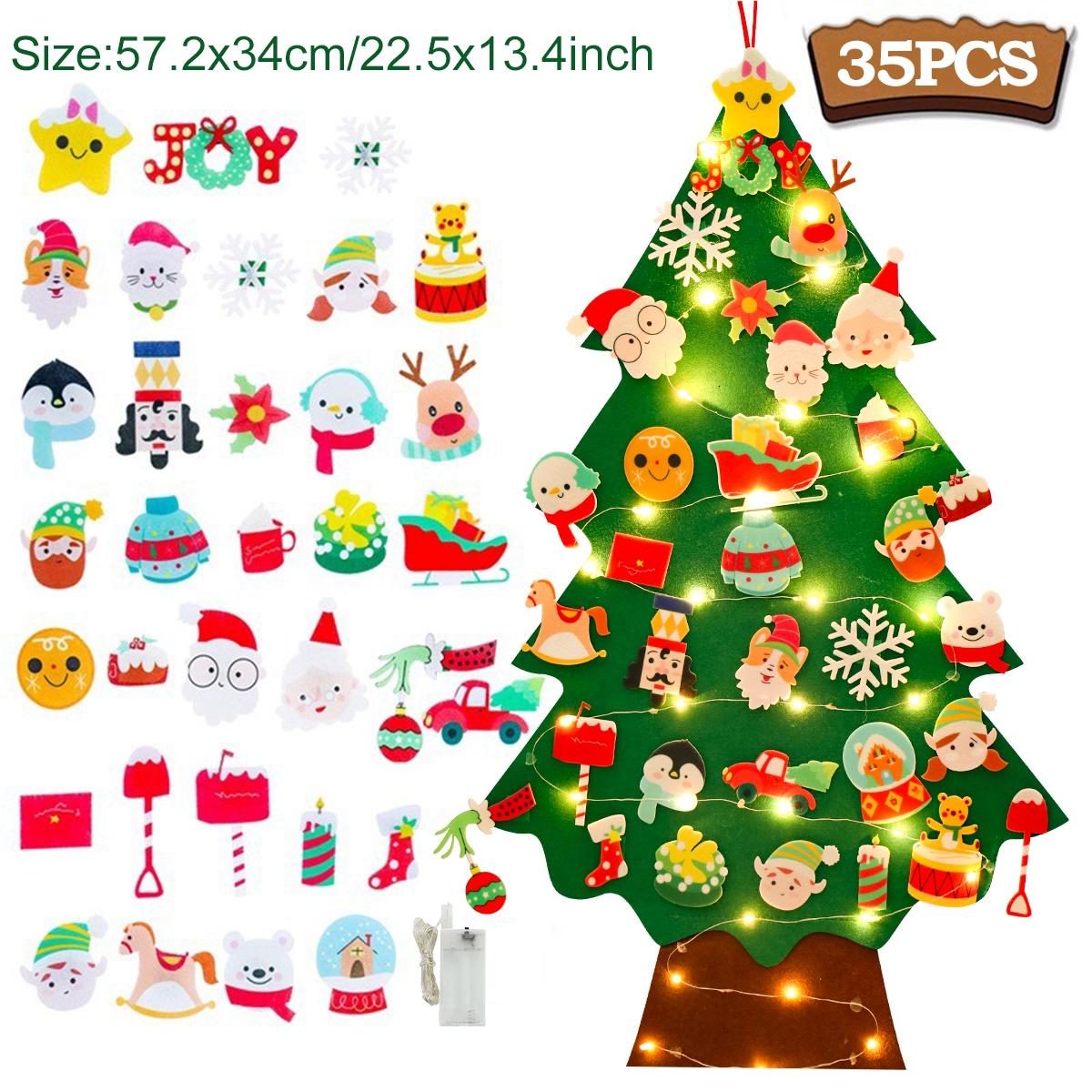 

DIY Felt Christmas Tree 2025 Merry Christmas Decorations for Home Navidad Xmas Tree with Light Christmas Ornaments New Year Gift 0.6M сливовый