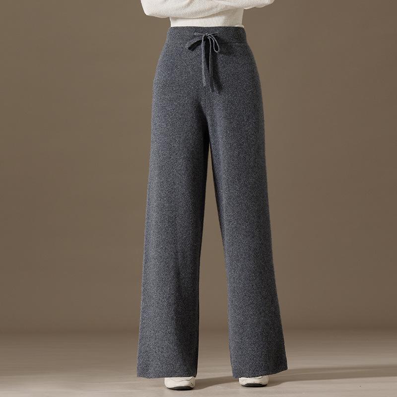 2024 Autumn/Winter Women's 100% Pure Cashmere Wide-Leg Knitted Pants