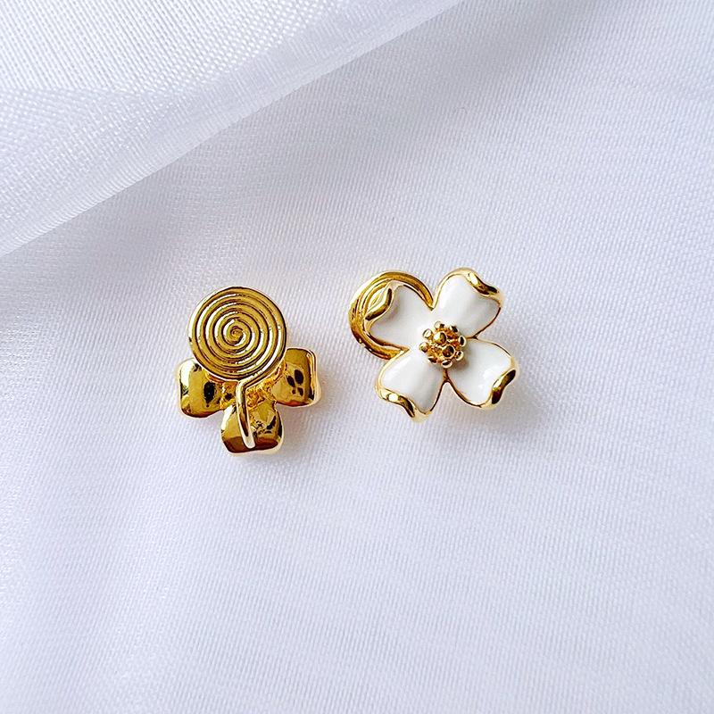 Tea Flower Mosquito Coil Holder Earrings, No-Pierce, Painless French Style for Women