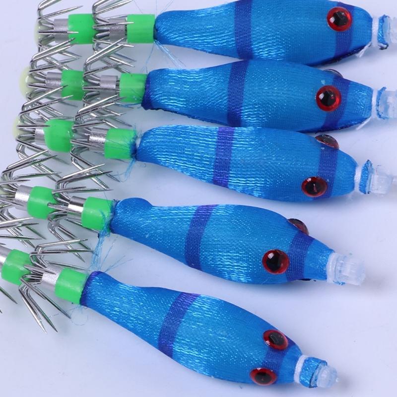 5.8cm 3.1g Glow Squid Jigs Shrimp Lures Baits Squid Jigs Glow Jigs Hook for Freshwater Saltwater Fishing Artificial Baits